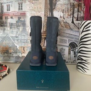 Emu Fairhaven Boot Women's 7 Indigo Water Resistant Suede Sheepskin Cozy NIB